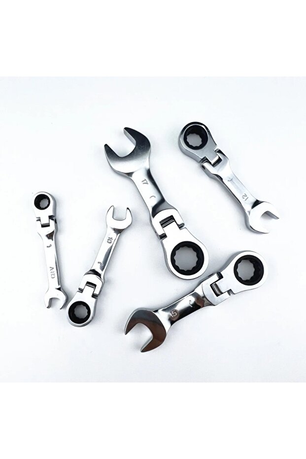 8mm Mini Short Handle Ratchet Wrench With Movable Head Quick Dual-purpose Open End Wrench Hardware T - 7