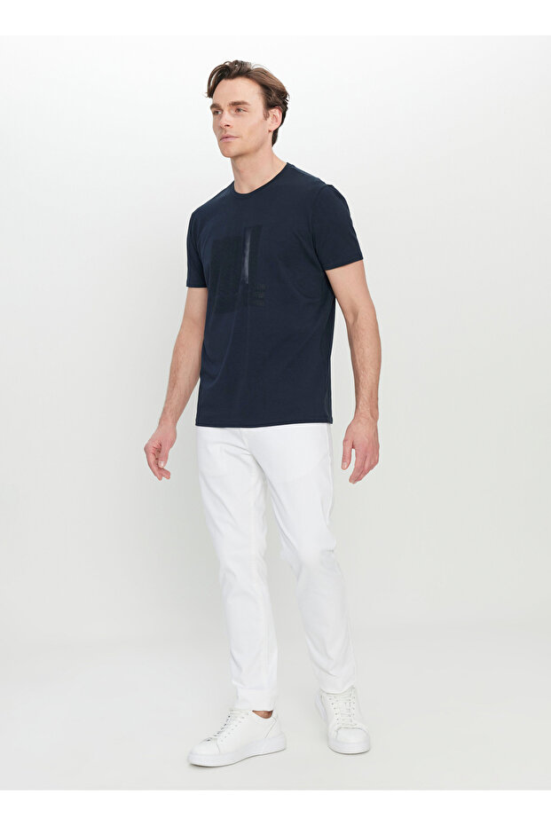 Altınyıldız Classics Bisiklet Yaka Baskılı Lacivert Erkek T-Shirt ACE091252407_LAC - 2