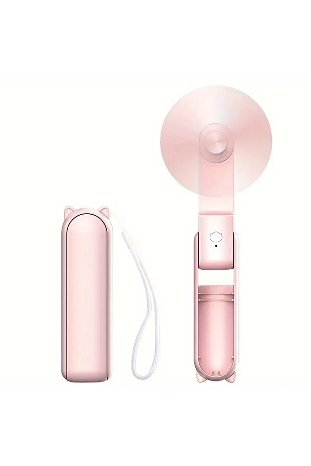 Pink Portable Mini Fan, USB Rechargeable, 3-speed Adjustable, Foldable Handheld Fan, Suitable for Wo