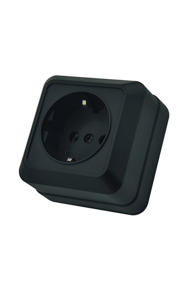 EU 1 Socket With Ground Black Flame Retardant Electrical Outlets Plugs Sket EU Standard Power Skets