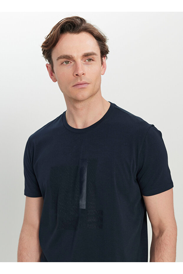 Altınyıldız Classics Bisiklet Yaka Baskılı Lacivert Erkek T-Shirt ACE091252407_LAC - 4