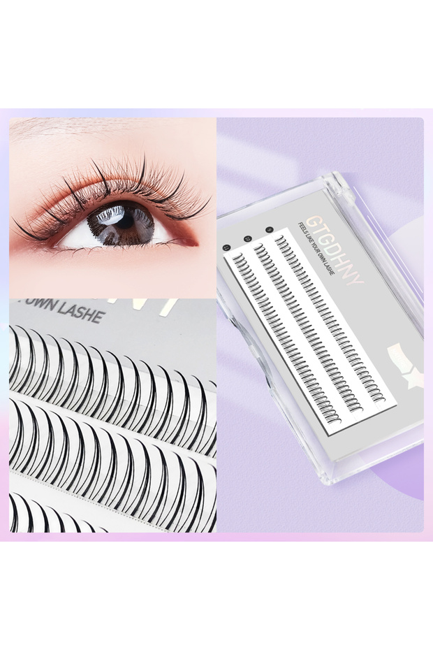 10mm A DIY A/M Shape Spikes Cluster Eyelash Extension Fish Tail Mix 3D Heat Bonded False Lashes Indi