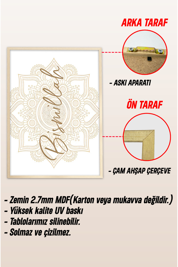 Ahşap Çerçeveli Mdf Tek Tablo İslami 5 Serisi (KENDİ TABLO SETİNİZİ OLUŞTURACAĞINIZ LİSTE) - 4