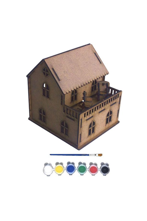 Ahşap Boyanabilir Maket Oyuncak Ve Boyama Seti, Ahşap Puzzle Oyuncak Asmalı Konak Proje Ödevi Maketi - 2