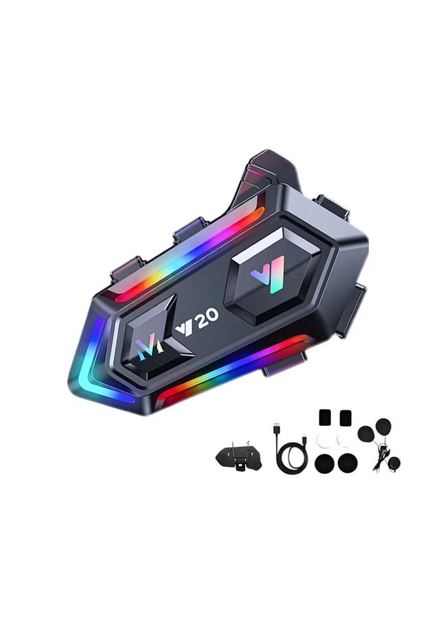 Y20 5.3 Motosiklet Kask Kulaklık Intercom Işıklı Motorsiklet Interkom RGB Işıklı Bluetooth - 1
