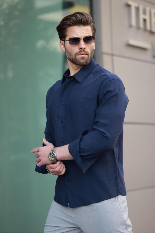 Füme Basic Uzun Kollu Erkek Gömlek E6762 - 3