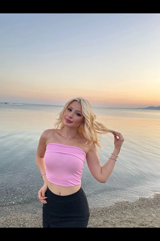 Πτυσσόμενη στράπλες ροζ μπλούζα - 1