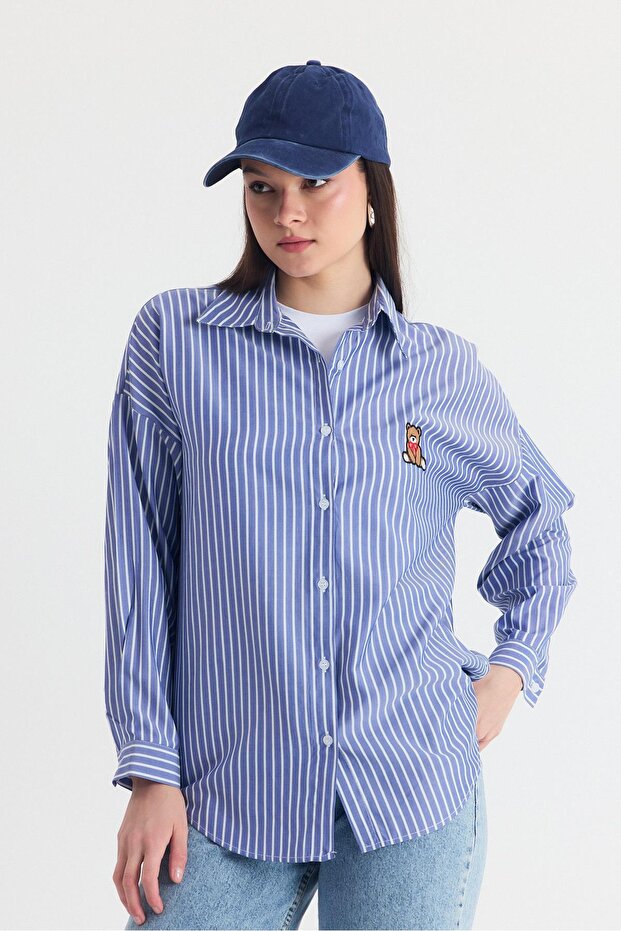 Cămașă oversize brodata Saks Teddy Bear 4689A - 1