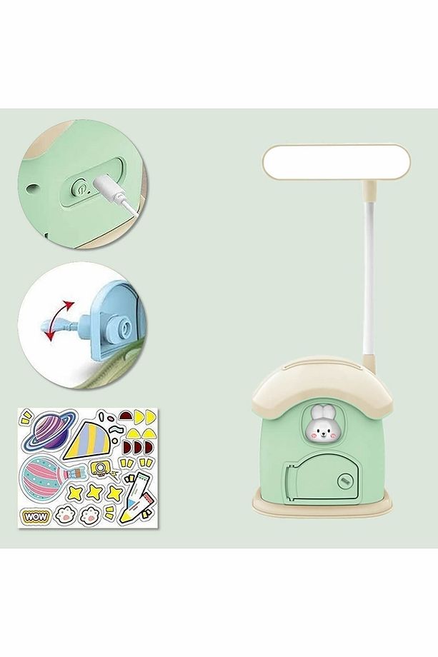 Sevimli Ledli Kumbara | Stickerlı Gece Lambası Led Lamba Baş Ucu Hediyelik - Usb Type-c Şarj - 1