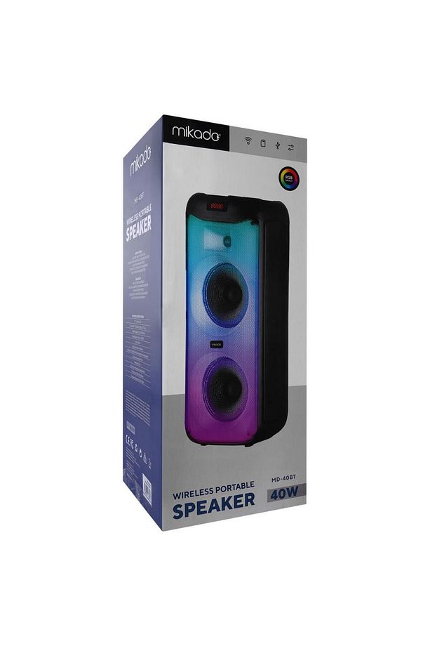 MD-40BT 40W BT, TWS Destekli RGB Işıklı Kablosuz Mikrofonlu Toplantı-Parti Kule Hoparlör - 7