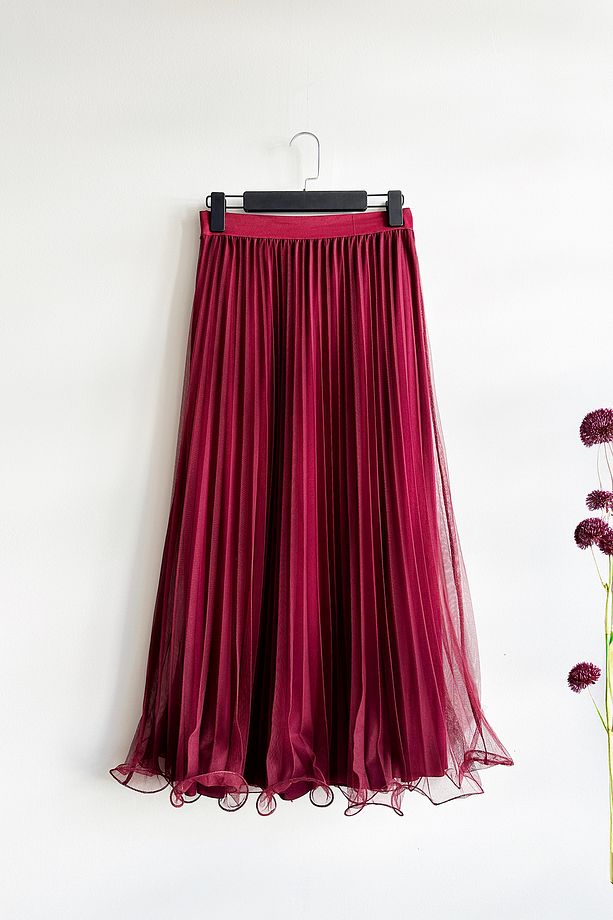 Piliseli Tül Etek Misinalı - Bordo - 2