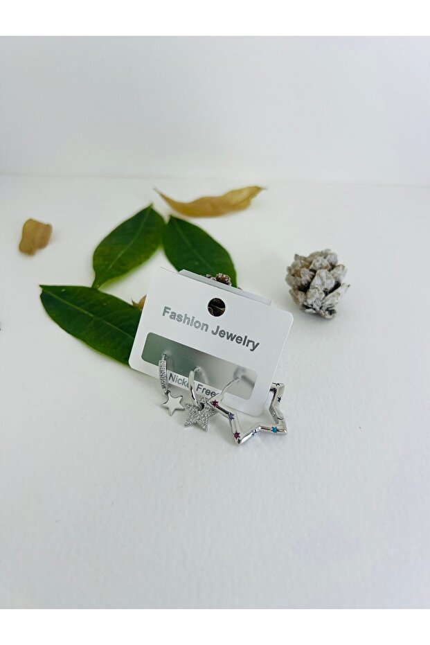 ÜÇLÜ YILDIZ ÇELİK KÜPE - 2