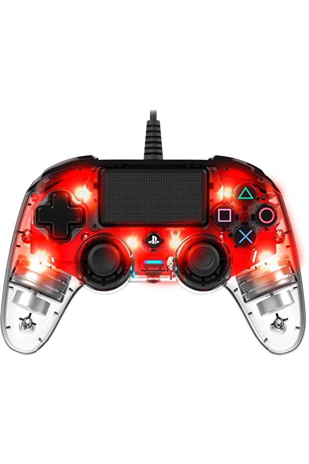 Nacon Wired Illuminated Compact Controller, for PS4 (Red) - 1