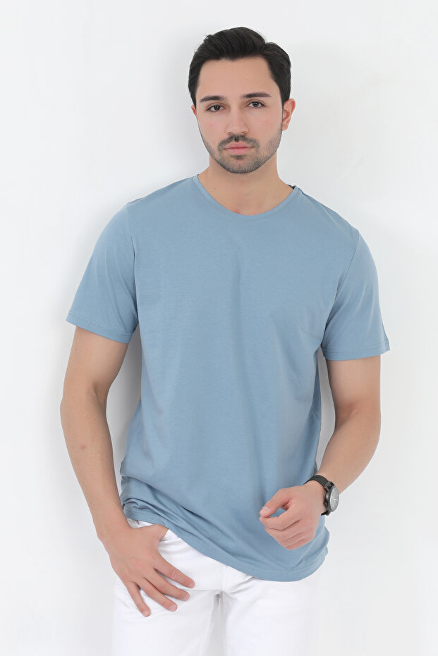Men's Black 100% Cotton Slim Fit Slim Fit Crew Neck Basic Single Jersey T-Shirt