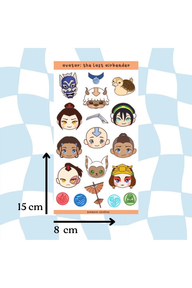 Avatar the Last Airbender Themed Sticker, Decal, Bullet Journal, Scrapbook, Label, 8Cmx15Cm