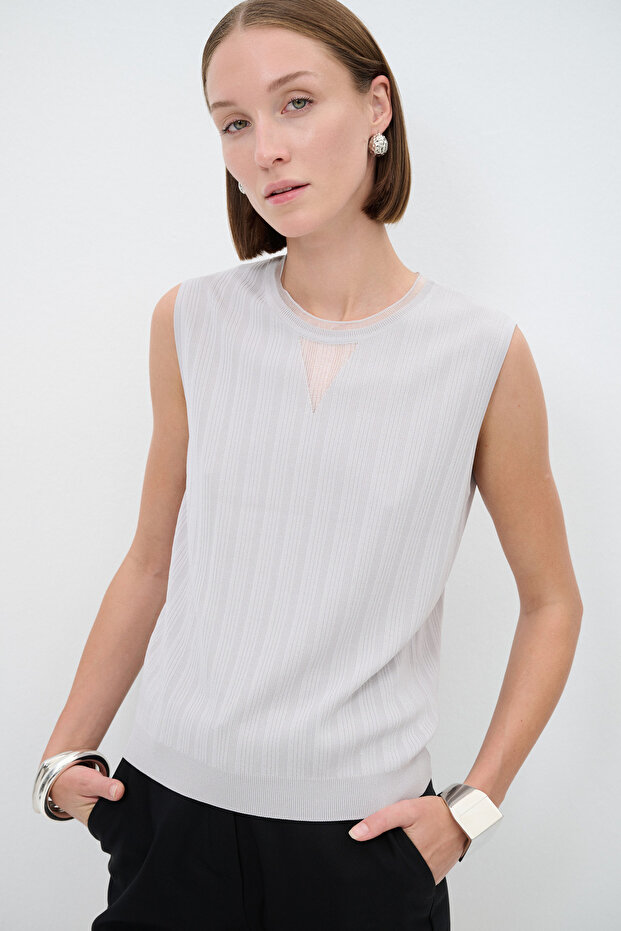 Kolsuz Triko Bluz - 1