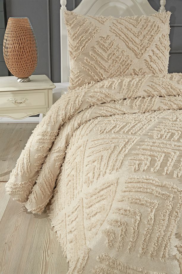 Çeyiz Diyarı Pine 2 Parça Tek Kişilik Pike Takımı Bej - 4