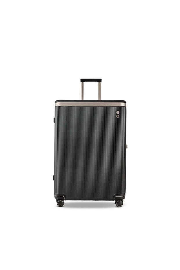Dynasty 77cm 4 Double Wheel Hardcase Check-in Luggage Trolley Black