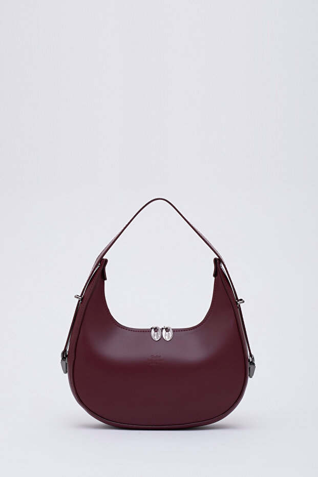 Claret Red Shk110 Special Adjustable Strap Zippered Hand, Arm and Shoulder Bag L:17 W:27 W:7 cm