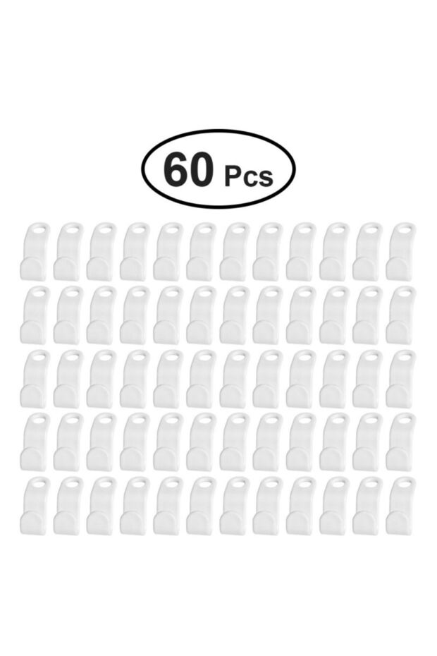 60 قطعة من خطافات التوصيل البلاستيكية القابلة للتكديس لتوفير المساحة والتخزين متعددة الوظائف باللون الأبيض - 1