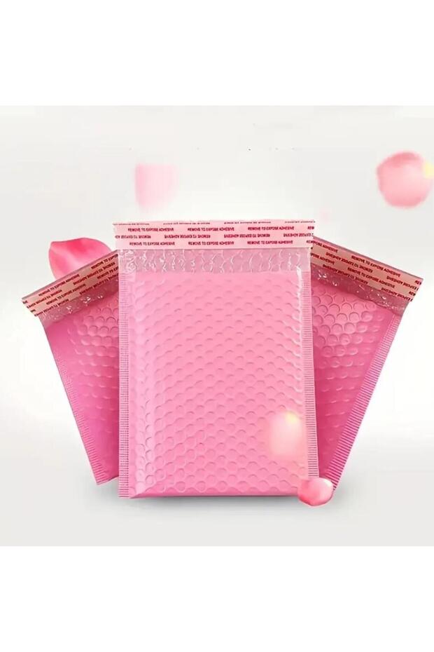 Bantlı Pembe Patpatlı Balonlu Kargo Poşeti E Ticaret poşeti 10 Adet 25x30+4 - 1