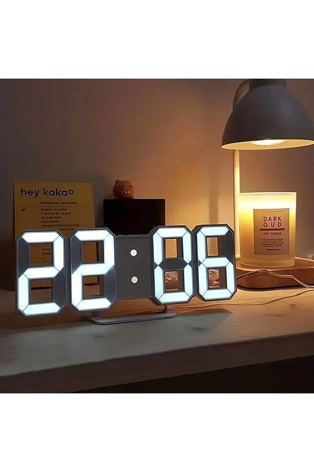 3D LED Işıklı Dijital Masa Duvar Saat Uzay Tasarım Dekoratif USB Pil - 3