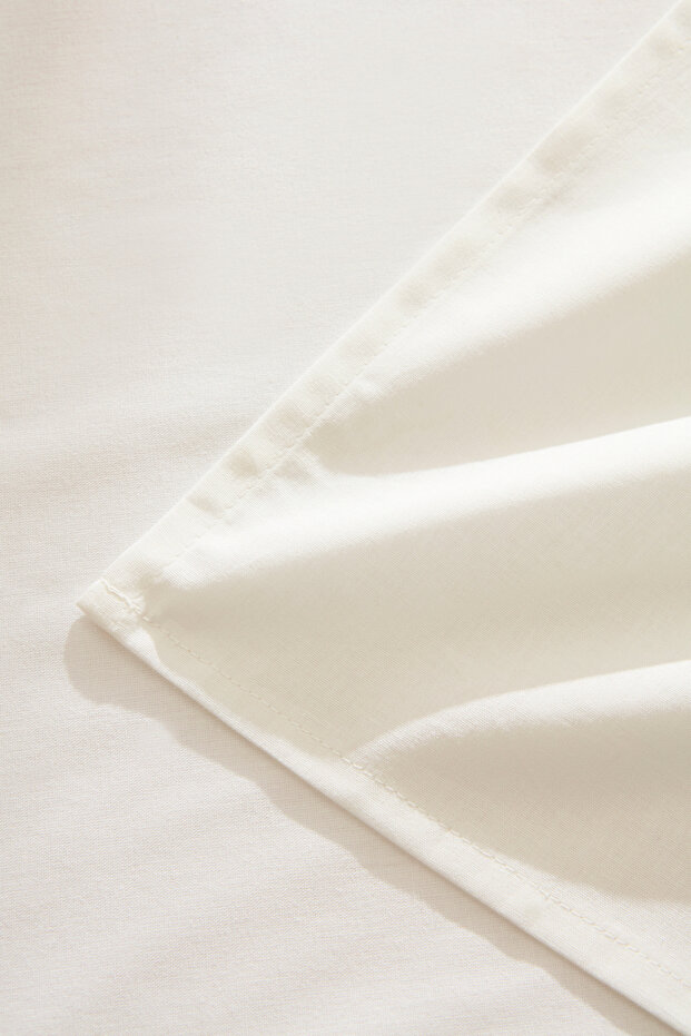 Basic 100% Cotton Double Bed Sheet Set Offwhite - 3
