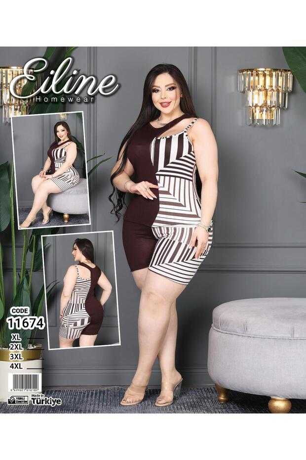 Plus Size Patterned Bikama Set