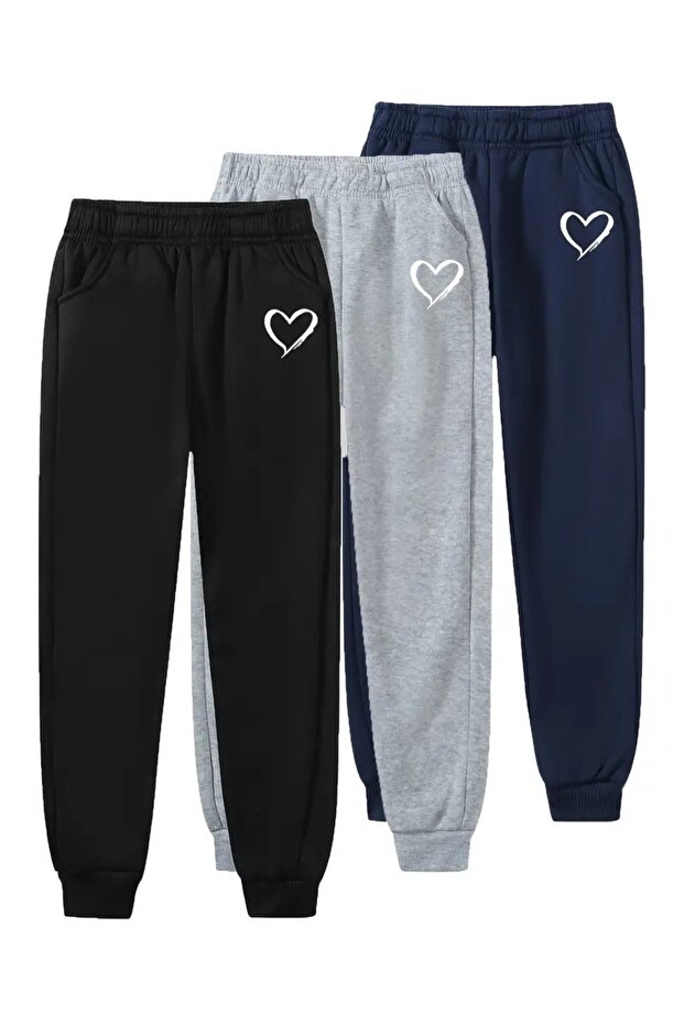 3-Piece Children's Heart Printed Sweatpants