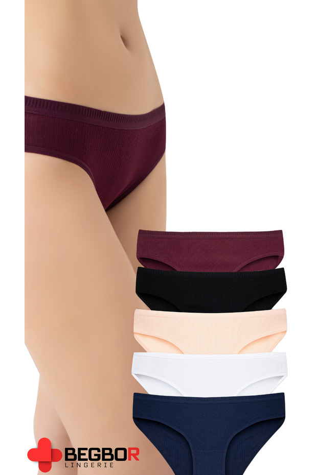 SET OF 5 100% COTTON COLORED TROPHY SPECIAL WAIST BIKINI PANTIES