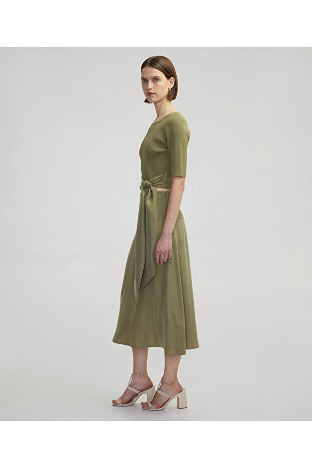 Triko ve cupro mix etek - 2