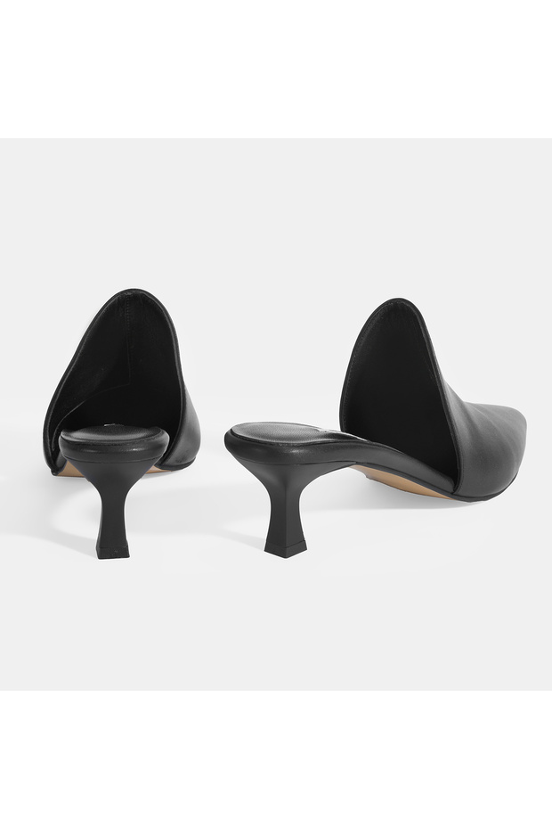 Kadın Siyah Deri Terlik - 6