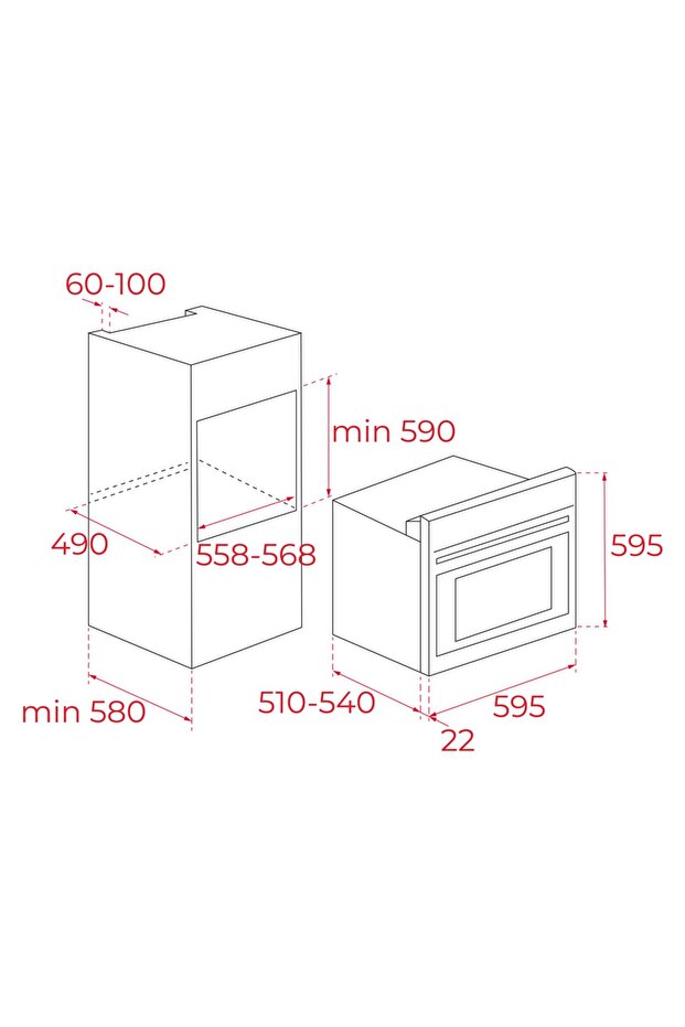 HAK 625 BK 6 PROGRAMLI SİYAH 65 LT MULTİFONKSİYONEL ANKASTRE FIRIN - 2