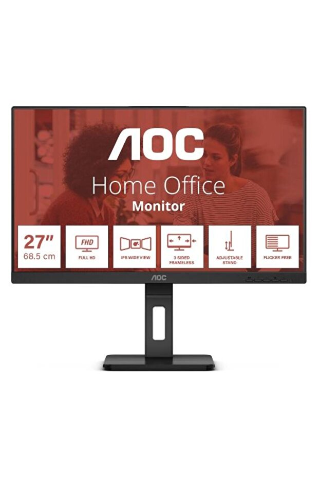 Monitor IPS LED AOC 27" 27E3QAF, Full HD (1920 x 1080), VGA, HDMI, DisplayPort, Boxe, Pivot (Negru) - 2