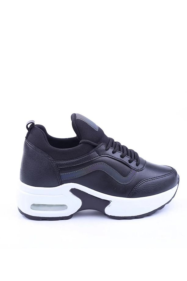 Siyah - Air Taban Anoraklı Rahat Yumuşak Unisex Spor Ayakkabı - 5