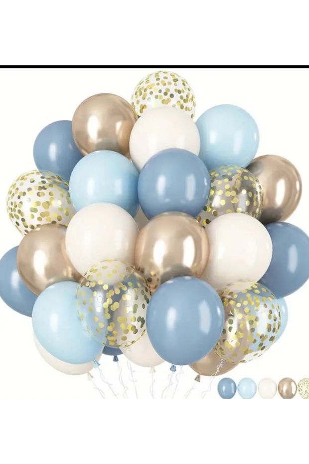Storm Blue Sea Sand Gold Chrome Transparent Gold Sequin Balloon Harness 25 Pcs