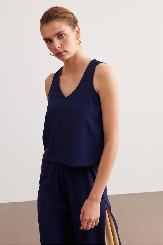 Lacivert Basic Krep Takım - 5