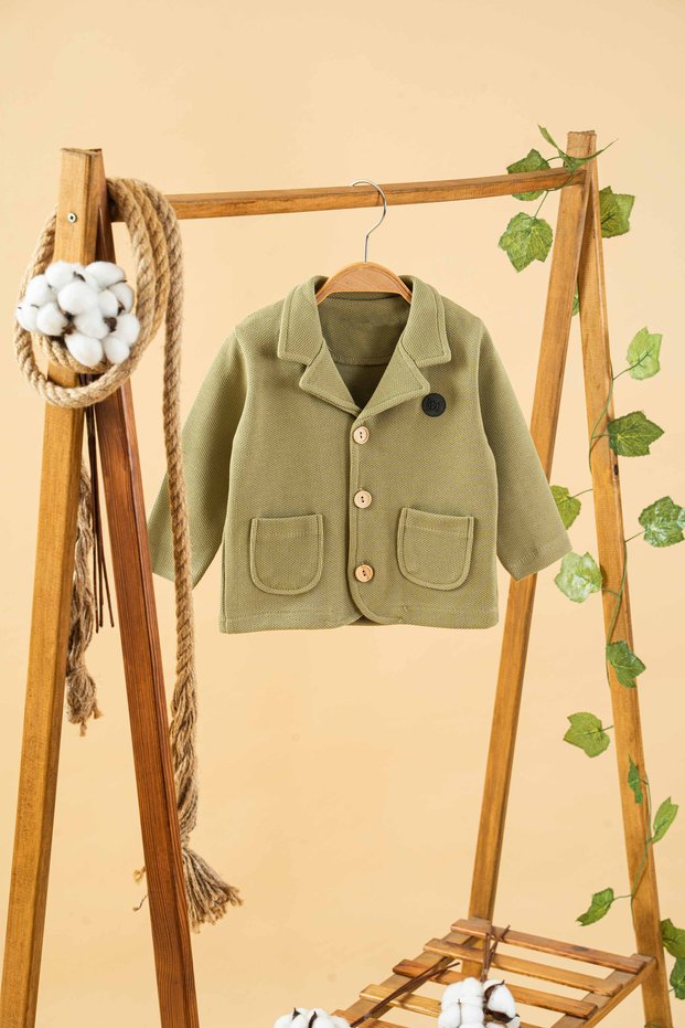 Baby Kids Khaki Shirt Collar Cardigan Jacket Cotton Comfortable Trend Fashion Jacket