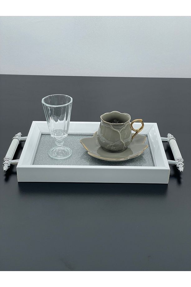 Lüks Simli Sunum Tepsisi Yaldızlı Tepsi 32*17CM - 1