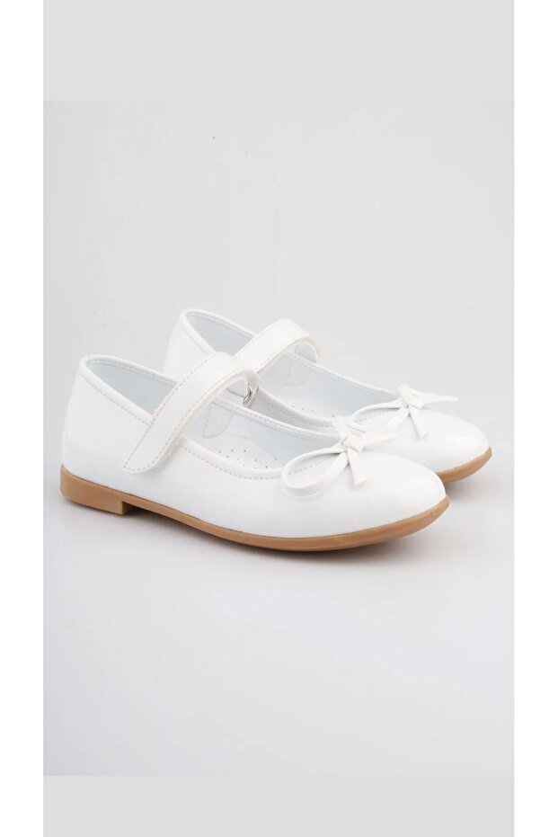 White Bow Patent Leather Girl's Ballerina Ballet