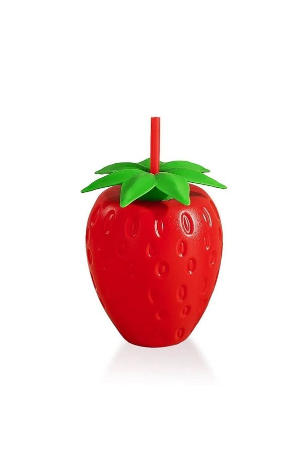 Sevimli Pipetli Matara – Çilek Şekilli, Çocuklara Ve Parti Masalarına Renk Katar 900ml - 2