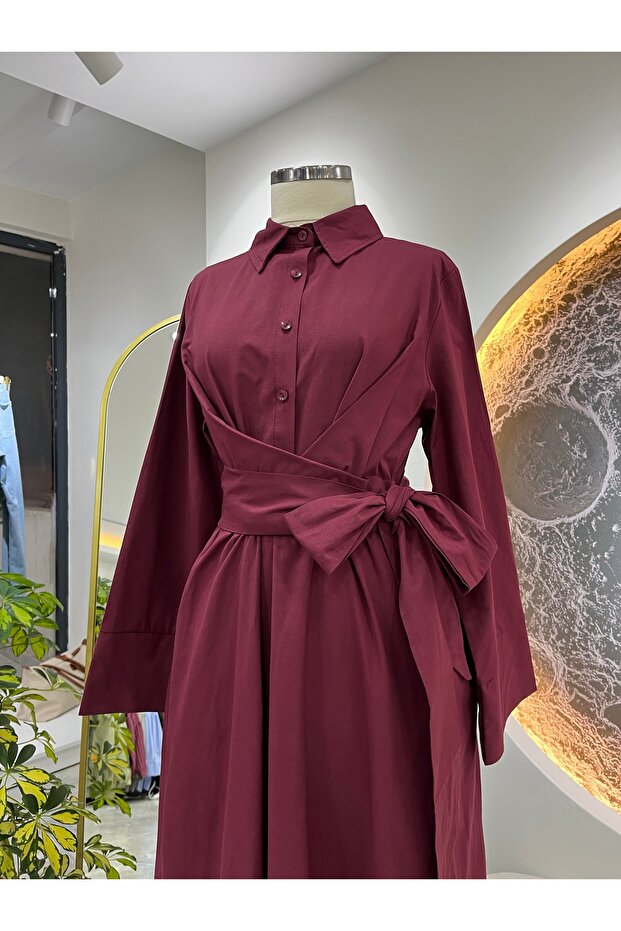 Belden Bağlamalı Elbise - 6