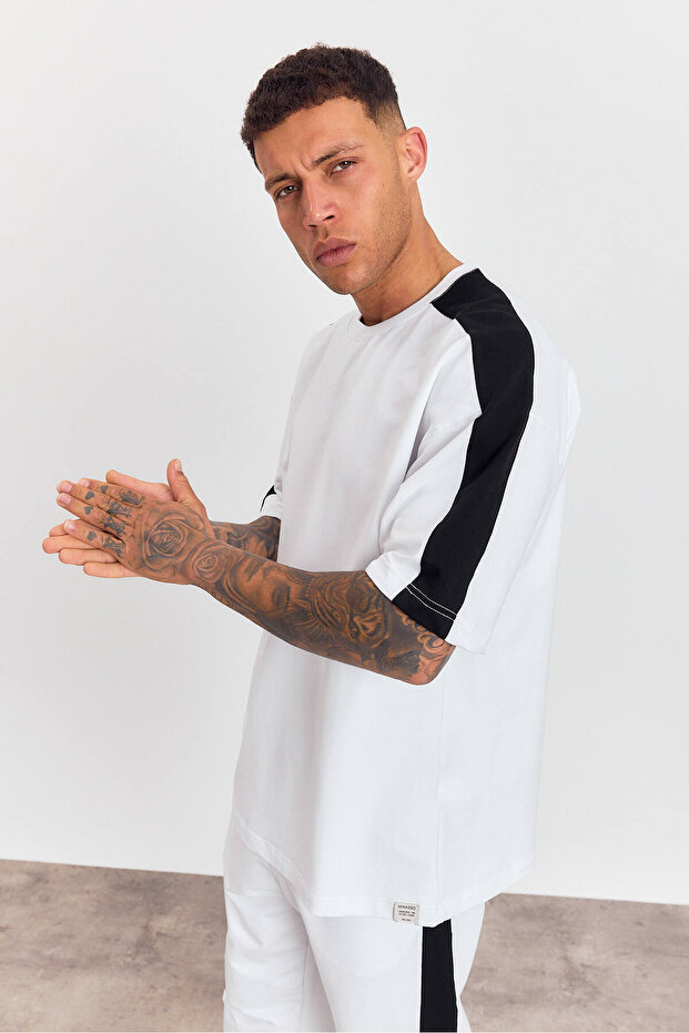 Erkek Oversize Şeritli Alt Üst Takım - 7