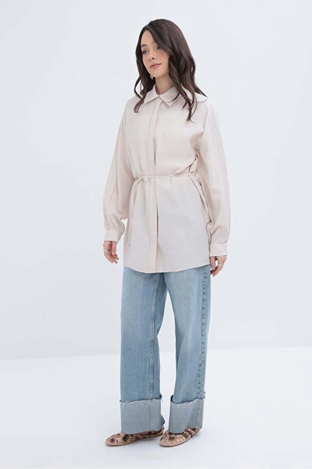 Women's Shirt with Thin Belt S51304A0