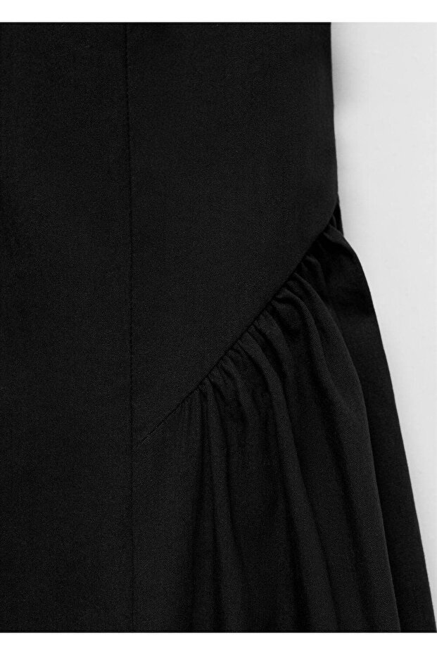 Halter yaka pamuklu midi elbise - 5