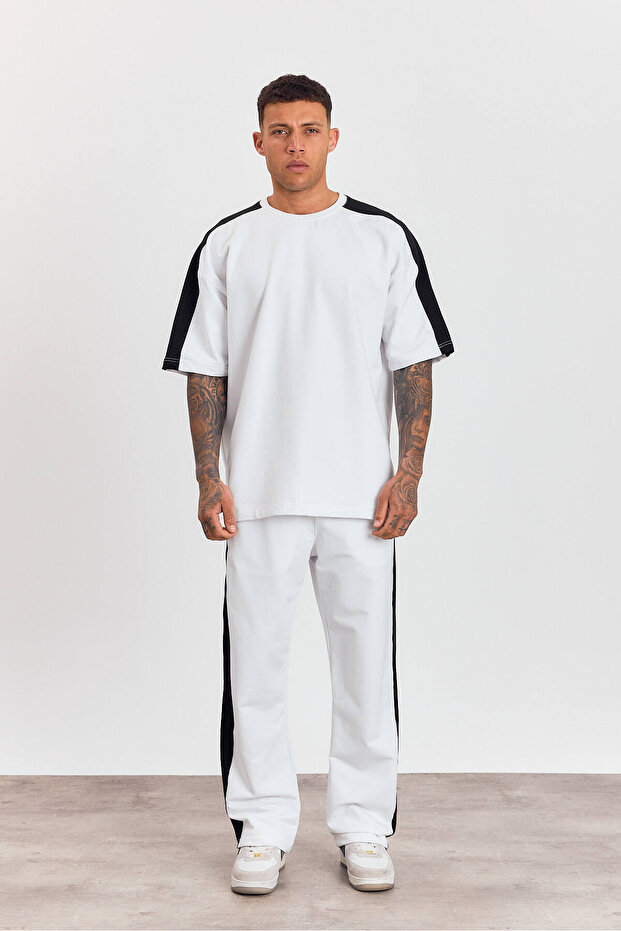 Erkek Oversize Şeritli Alt Üst Takım - 5