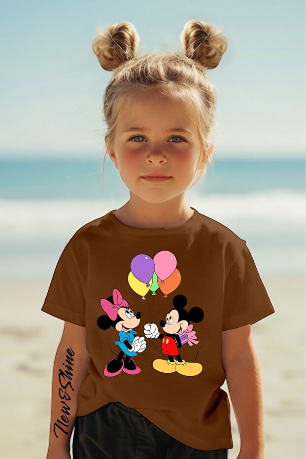 Mi̇Nni̇E Mi̇Ckey Mouse Printed Oversi̇Ze Children's T-Shirt