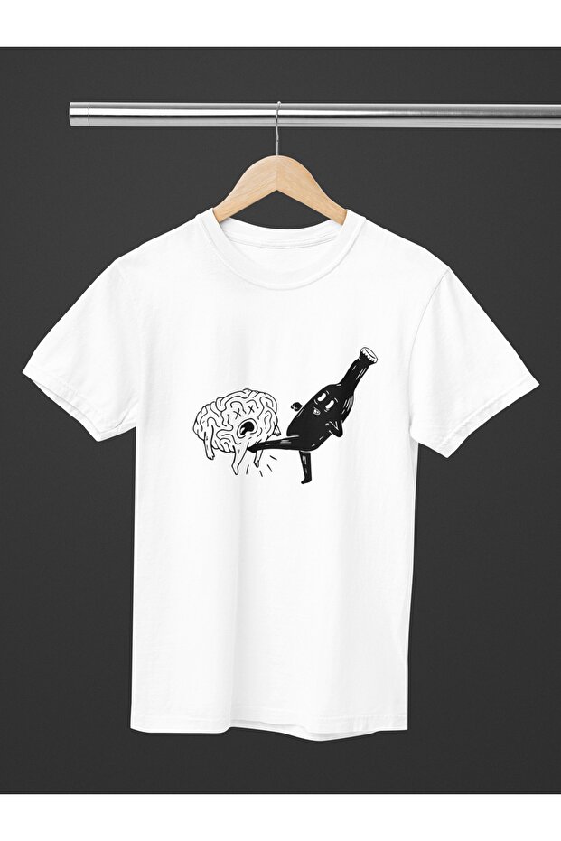 Women'S/Men's 100% Cotton Brain Transfer Printed Round Neck Short Sleeve T-Shirt