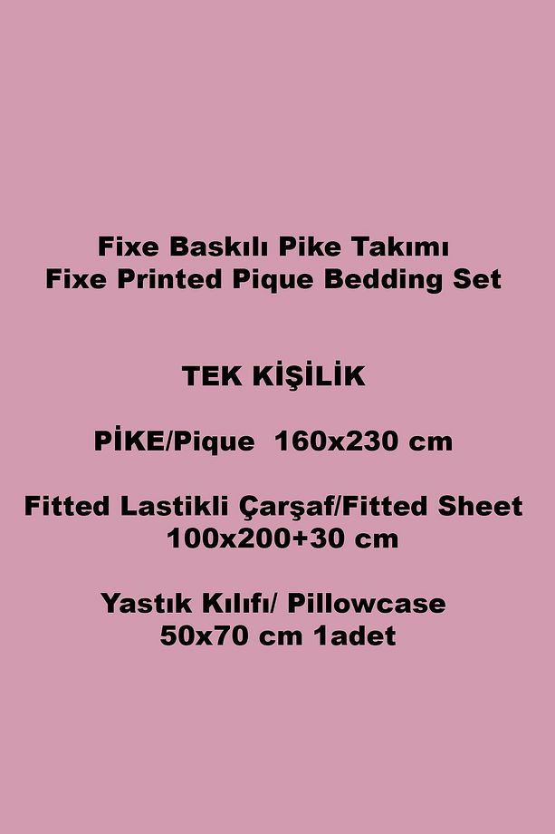 Cathi Somon Tek Kişilik Pike Takımı %100 Pamuk, Lastikli Çarşaflı - 3