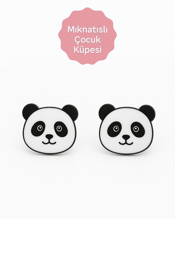 Mıknatıslı Panda Kiraz Fiyonk Uğur Böceği Unicorn Tasarımlı Mıknatıslı Çocuk Küpeleri - 1